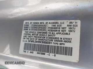 2012 Honda Odyssey Touring с VIN 5FNRL5H99CB008201, выставлен на аукционе IAAI как лот 42308147 с пробегом 217 715 миль миль и . История ставок и продаж доступна на DreamBid. Изображение 9.