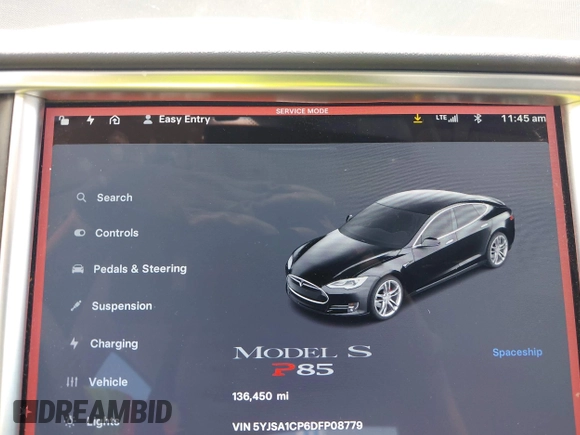 2013 Tesla Model S Performance z VIN 5YJSA1CP6DFP08779, wystawiony jako IAAI lot #42172960 z przebiegiem 136 450 mil mil oraz . Historia ofert i sprzedaży dostępna na DreamBid. Obrazek 7.