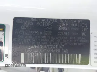 2016 Kia Cadenza Premium with VIN KNALN4D7XG5211147, listed as a IAAI auction lot 41452434 with 108,443 mi miles and . Bid and sale history available at DreamBid. Image 9.