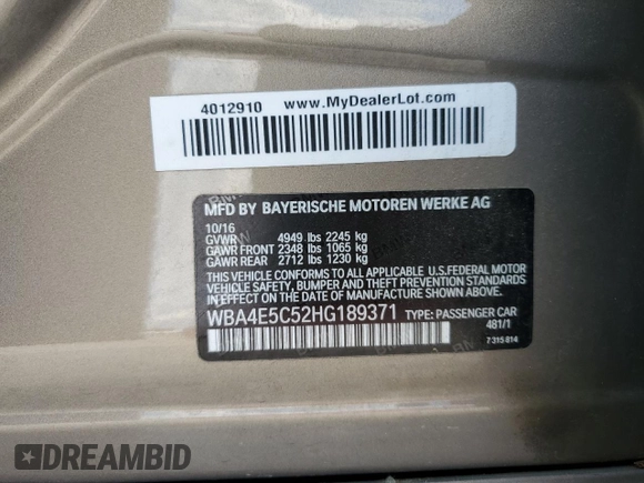 2017 BMW 4 Series 440i xDrive with VIN WBA4E5C52HG189371, listed as a Copart auction lot 56947674 with 101,331 mi miles and Salvage Title. Bid and sale history available at carsss.com. Image 12.