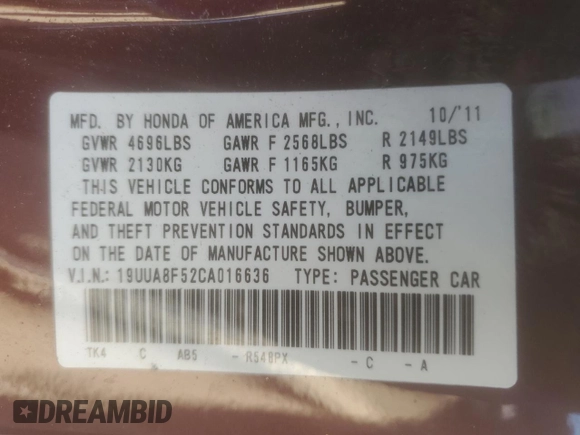 2012 Acura TL Tech Auto with VIN 19UUA8F52CA016636, listed as a Copart auction lot 48213325 with 228,869 mi miles and Salvage Title. Bid and sale history available at carsss.com. Image 14.