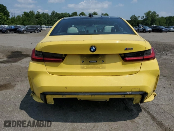 2022 BMW M3 with VIN WBS53AY01NFM30642, listed as a Copart auction lot 63445964 with 0 mi miles and Salvage Title. Bid and sale history available at carsss.com. Image 6.