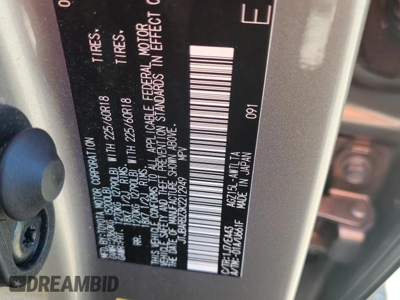 2019 Lexus NX 300 with VIN JTJBARBZ3K2212949, listed as a Copart auction lot 61261645 with 27,432 mi miles and Salvage title. Bid and sale history available at DreamBid. Image 13.