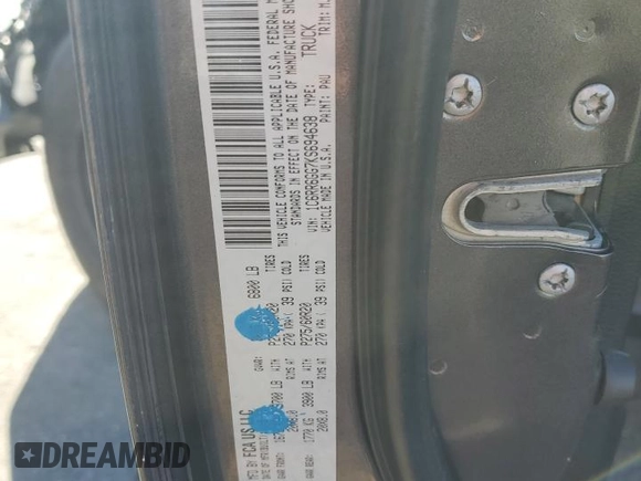 2019 Ram 1500 Classic Warlock with VIN 1C6RR6GG7KS694638, listed as a Copart auction lot 49805185 with 37,988 mi miles and Salvage Title. Bid and sale history available at carsss.com. Image 12.