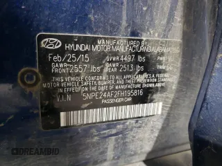 2015 Hyundai Sonata 2.4L SE with VIN 5NPE24AF2FH195816, listed as a Copart auction lot 89172935 with 205,417 mi miles and Salvage Title. Bid and sale history available at carsss.com. Image 12.