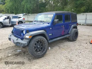 2018 Jeep Wrangler Unlimited Sport S with VIN 1C4HJXDG9JW290429, listed as a Copart auction lot 57270815 with 85,594 mi miles and Salvage title. Bid and sale history available at DreamBid. Image 1.