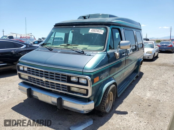 1994 Chevrolet Chevy Van z VIN 1GBEG25K9RF176079, wystawiony jako Copart lot #65824634 z przebiegiem 180 507 mil mil oraz Czysty tytuł • Clean title. Historia ofert i sprzedaży dostępna na DreamBid. Obrazek 1.