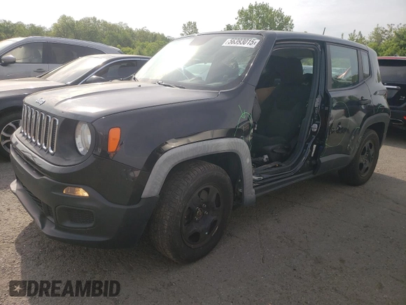 2017 Jeep Renegade Sport with VIN ZACCJAAB7HPE78941, listed as a Copart auction lot 56393015 with 99,538 mi miles and Salvage title. Bid and sale history available at DreamBid. Image 1.