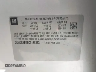 2012 Buick Regal Premium 1 z VIN 2G4GS5EK5C9138333, wystawiony jako IAAI lot #41225756 z przebiegiem 224 466 mil mil oraz . Historia ofert i sprzedaży dostępna na DreamBid. Obrazek 9.