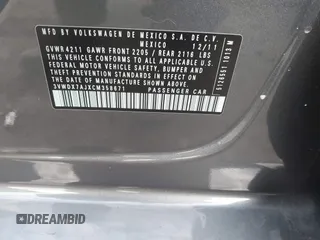 2012 Volkswagen Jetta SE с VIN 3VWDX7AJXCM358671, выставлен на аукционе IAAI как лот 41647447 с пробегом 105 722 миль миль и . История ставок и продаж доступна на DreamBid. Изображение 9.