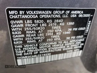 2020 Volkswagen Atlas SEL with VIN 1V2ME2CA8LC219230, listed as a Copart auction lot 47063985 with Not provided miles and Non repairable. Bid and sale history available at DreamBid. Image 14.