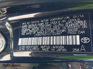 2016 Toyota Prius c One with VIN JTDKDTB31G1122487, listed as a IAAI auction lot 41866418 with 74,035 mi miles. Bid and sale history available at carsss.com. Image 9.