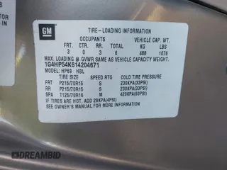 2001 Buick LeSabre Custom with VIN 1G4HP54K614204671, listed as a IAAI auction lot 41663091 with Not Provided miles and . Bid and sale history available at DreamBid. Image 9.