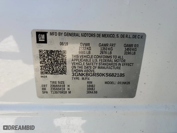 2019 Chevrolet Blazer with VIN 3GNKBGRS0KS682185, listed as a Copart auction lot 42756465 with 50,198 mi miles and Salvage Title. Bid and sale history available at carsss.com. Image 15.