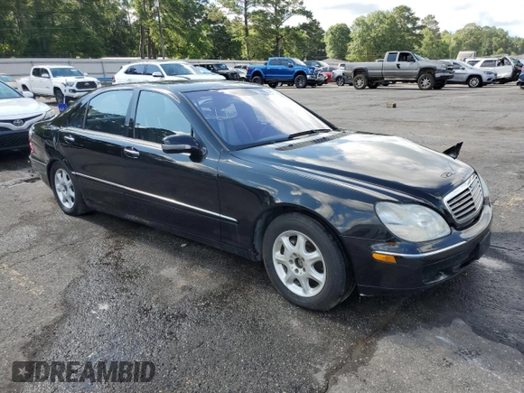 2002 Mercedes-Benz S 500 with VIN WDBNG75J92A289239, listed as a Copart auction lot 59052135 with Not provided miles and Salvage title. Bid and sale history available at DreamBid. Image 4.