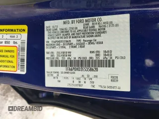 2014 Ford Fusion SE with VIN 1FA6P0HD2E5358620, listed as a IAAI auction lot 41820176 with 59,616 mi miles. Bid and sale history available at carsss.com. Image 9.