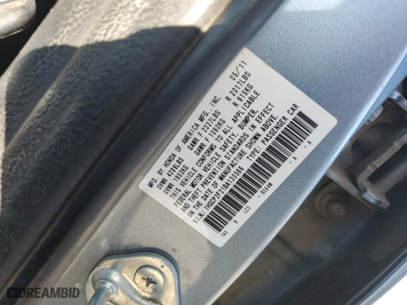 2011 Honda Accord Sdn LX with VIN 1HGCP2F31BA130566, listed as a Copart auction lot 52390155 with 222,868 mi miles and Salvage Title. Bid and sale history available at carsss.com. Image 12.
