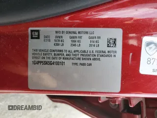 2016 Buick Verano with VIN 1G4PP5SK5G4100101, listed as a Copart auction lot 56161845 with 129,844 mi miles and Salvage title. Bid and sale history available at DreamBid. Image 12.