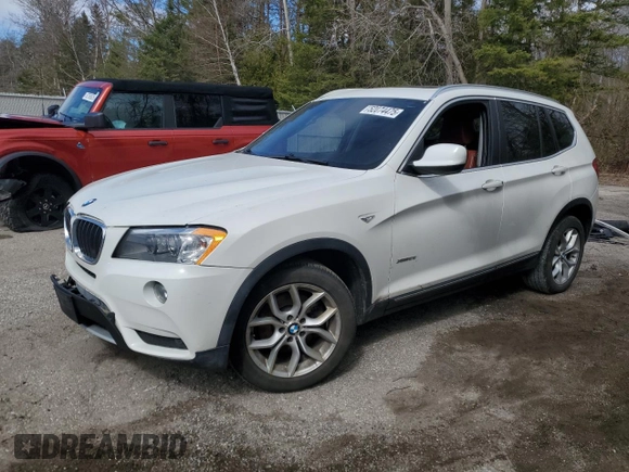 2013 BMW X3 xDrive28i with VIN 5UXWX9C59D0A13581, listed as a Copart auction lot 52074475 with Not Provided miles and Salvage Title. Bid and sale history available at DreamBid. Image 1.