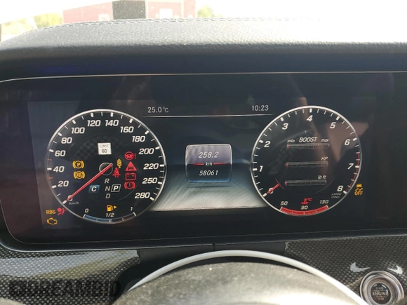 2019 Mercedes-Benz E-Class AMG E 53 with VIN WDD1J6BB7KF093219, listed as a Copart auction lot 72351984 with 58,061 mi miles and Salvage Title. Bid and sale history available at carsss.com. Image 9.