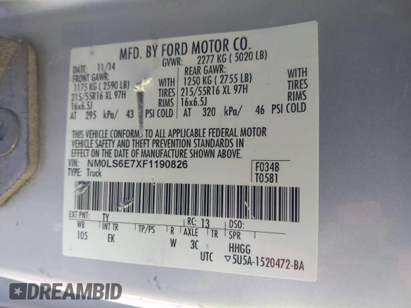 2015 Ford Transit Connect XL z VIN NM0LS6E7XF1190826, wystawiony jako IAAI lot #42043302 z przebiegiem 191 463 mil mil oraz . Historia ofert i sprzedaży dostępna na DreamBid. Obrazek 9.
