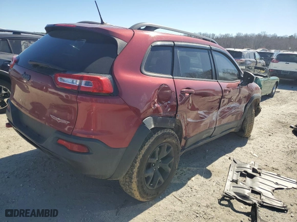 2015 Jeep Cherokee Trailhawk with VIN 1C4PJMBBXFW615145, listed as a Copart auction lot 47294225 with 99,662 mi miles and Salvage Title. Bid and sale history available at carsss.com. Image 3.