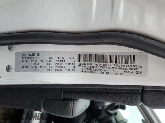 2016 Jeep Cherokee Limited z VIN 1C4PJMDSXGW252280, wystawiony jako Copart lot #55637295 z przebiegiem 97 802 mil mil oraz Szkoda całkowita • Salvage title. Historia ofert i sprzedaży dostępna na DreamBid. Obrazek 13.