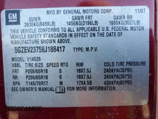 2008 Saturn Outlook XR z VIN 5GZEV23758J188417, wystawiony jako Copart lot #40680933 z przebiegiem 174 705 mil mil oraz Tytuł czysty. Historia ofert i sprzedaży dostępna na DreamBid. Obrazek 13.