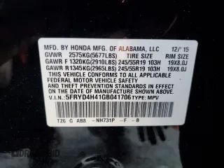 2016 Acura MDX Technology z VIN 5FRYD4H41GB041706, wystawiony jako Copart lot #54180245 z przebiegiem 92 309 mil mil oraz Szkoda całkowita • Salvage title. Historia ofert i sprzedaży dostępna na DreamBid. Obrazek 14.