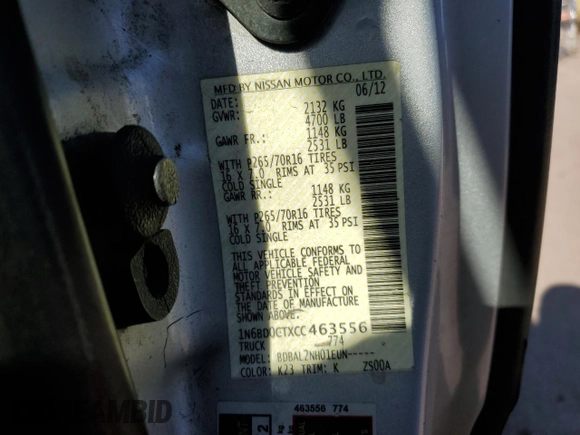 2012 Nissan Frontier S z VIN 1N6BD0CTXCC463556, wystawiony jako Copart lot #46553035 z przebiegiem 195 549 mil mil oraz Szkoda całkowita • Salvage title. Historia ofert i sprzedaży dostępna na DreamBid. Obrazek 12.