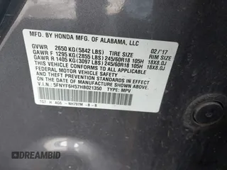 2017 Honda Pilot EX-L with VIN 5FNYF6H57HB021350, listed as a IAAI auction lot 41673635 with 101,980 mi miles and . Bid and sale history available at DreamBid. Image 9.