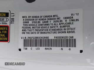 2012 Honda Civic Cpe EX with VIN 2HGFG3B83CH528482, listed as a IAAI auction lot 41894111 with 137,380 mi miles. Bid and sale history available at carsss.com. Image 9.