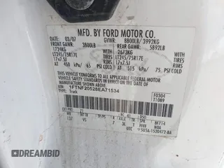 2008 Ford F-250 XL with VIN 1FTNF20528EA71534, listed as a IAAI auction lot 41764393 with 142,904 mi miles and . Bid and sale history available at DreamBid. Image 9.