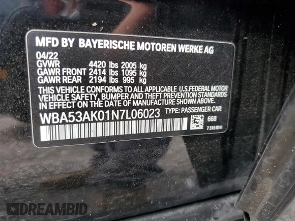 2022 BMW 2 Series 228i with VIN WBA53AK01N7L06023, listed as a Copart auction lot 49040213 with 12,750 mi miles. Bid and sale history available at carsss.com. Image 13.