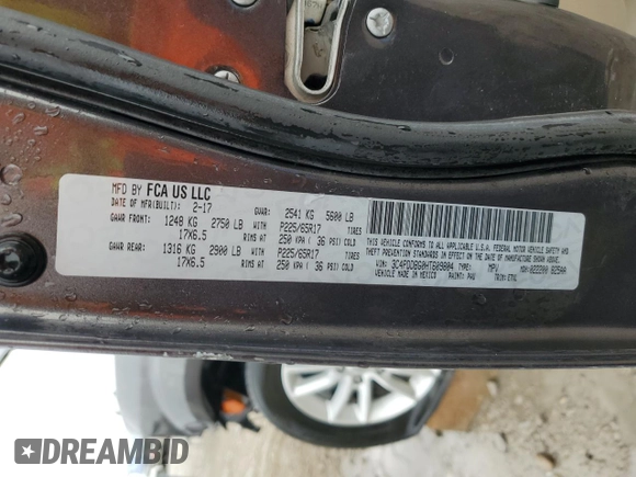 2017 Dodge Journey SXT z VIN 3C4PDDBG0HT609804, wystawiony jako Copart lot #42977015 z przebiegiem 110 450 mil mil oraz Szkoda całkowita • Salvage title. Historia ofert i sprzedaży dostępna na DreamBid. Obrazek 12.