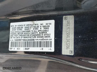 2004 Honda Civic LX with VIN 1HGEM21554L043206, listed as a IAAI auction lot 41915473 with 198,643 mi miles. Bid and sale history available at carsss.com. Image 9.