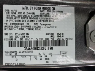 2020 Ford Fusion SE with VIN 3FA6P0HD3LR101198, listed as a Copart auction lot 50516445 with 42,221 mi miles and Salvage Title. Bid and sale history available at carsss.com. Image 14.