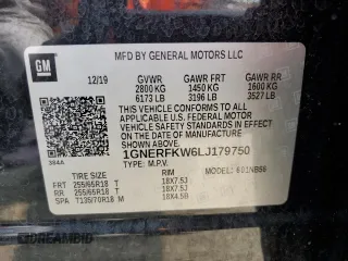 2020 Chevrolet Traverse LS with VIN 1GNERFKW6LJ179750, listed as a Copart auction lot 58975295 with 83,031 mi miles and Salvage title. Bid and sale history available at DreamBid. Image 13.