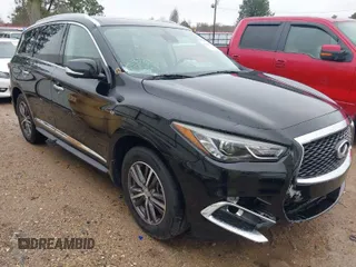 2019 Infiniti QX60 LUXE with VIN 5N1DL0MN3KC552717, listed as a IAAI auction lot 41602730 with 63,808 mi miles. Bid and sale history available at carsss.com. Image 1.