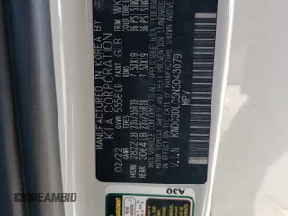 2022 Kia EV6 Wind with VIN KNDC3DLC5N5043079, listed as a Copart auction lot 80928934 with 41,075 mi miles and Salvage Title. Bid and sale history available at carsss.com. Image 16.