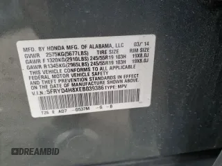 2014 Acura MDX Advance with VIN 5FRYD4H8XEB039386, listed as a Copart auction lot 48935905 with Not Provided miles and Salvage Title. Bid and sale history available at DreamBid. Image 15.