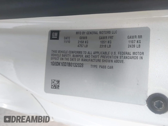 2011 Cadillac CTS Performance с VIN 1G6DK1ED7B0132028, выставлен на аукционе IAAI как лот 42459529 с пробегом 158 819 миль миль и . История ставок и продаж доступна на DreamBid. Изображение 9.