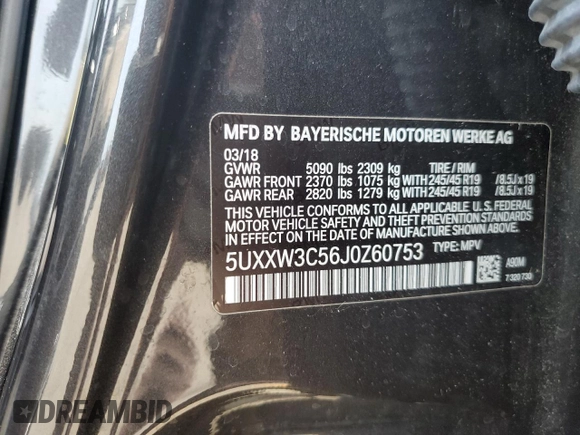 2018 BMW X4 xDrive28i with VIN 5UXXW3C56J0Z60753, listed as a Copart auction lot 60642114 with 34,074 mi miles and Salvage Title. Bid and sale history available at carsss.com. Image 12.