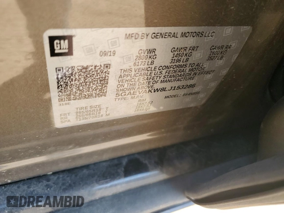 2020 Buick Enclave Essence with VIN 5GAEVAKW8LJ153286, listed as a Copart auction lot 56038455 with 52,415 mi miles and Clean Title. Bid and sale history available at DreamBid. Image 13.