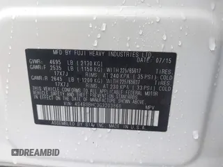 2016 Subaru Outback Premium with VIN 4S4BSBHC3G3203868, listed as a IAAI auction lot 42329721 with 161,572 mi miles and . Bid and sale history available at DreamBid. Image 9.