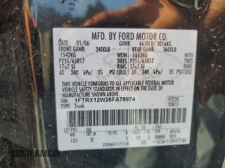 2006 Ford F-150 STX with VIN 1FTRX12W26FA78974, listed as a Copart auction lot 42777585 with 215,430 mi miles and Salvage Title. Bid and sale history available at carsss.com. Image 13.