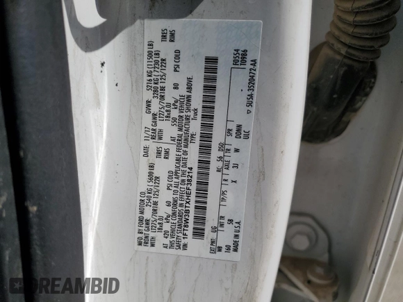 2017 Ford F-350 Platinum with VIN 1FT8W3BTXHEF38214, listed as a Copart auction lot 53367845 with Not provided miles and Salvage title. Bid and sale history available at DreamBid. Image 12.