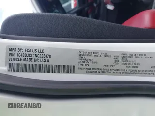 2022 Dodge Durango R/T z VIN 1C4SDJCT1NC223078, wystawiony jako IAAI lot #41990552 z przebiegiem 40 319 mil mil oraz . Historia ofert i sprzedaży dostępna na DreamBid. Obrazek 9.