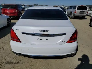 2018 Genesis G90 5.0L Ultimate with VIN KMHG54JH3JU039019, listed as a Copart auction lot 76333504 with 56,296 mi miles and Salvage Title. Bid and sale history available at carsss.com. Image 6.