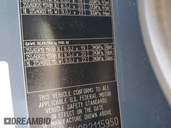 2023 Land Rover Defender SE with VIN SALEPEEU8P2115950, listed as a Copart auction lot 82717694 with 18,246 mi miles and Salvage title. Bid and sale history available at DreamBid. Image 14.